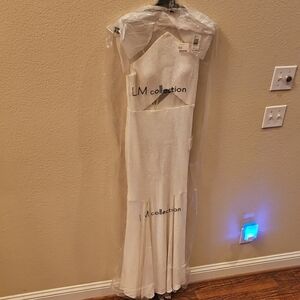 LM Collection Elegant One-Shoulder Dress in Cream NWT